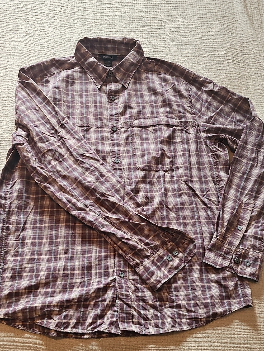 Marmot Men's Maroon Plaid Button-Down Shirt